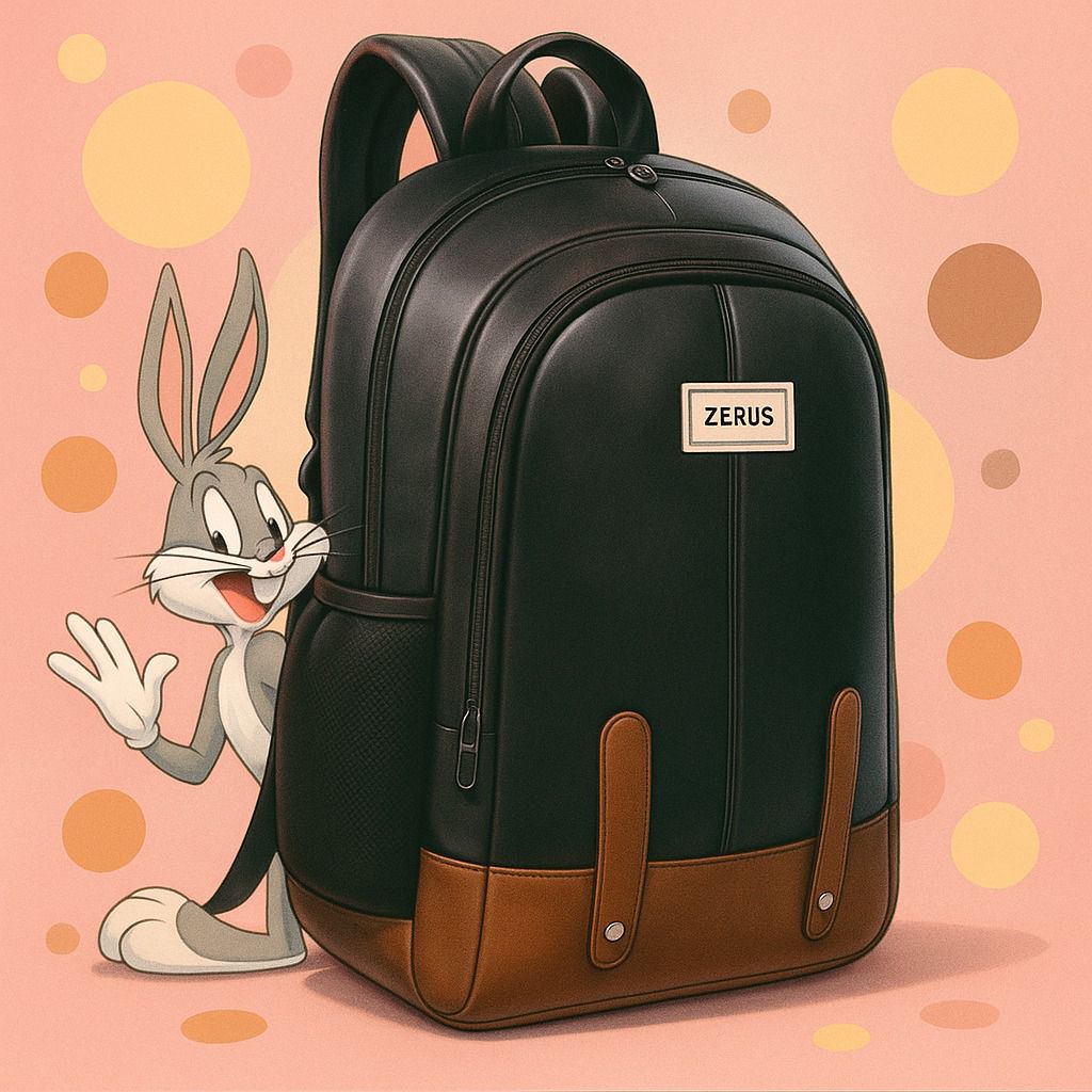 Black Leather Laptop Bagpack (Size-30L)