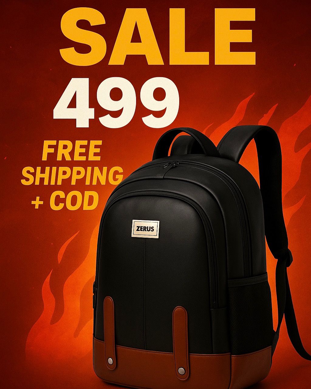 Black Leather Laptop Bagpack (Size-30L)